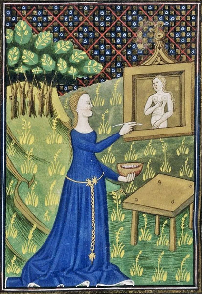 Timarete painting her picture of the goddess Diana